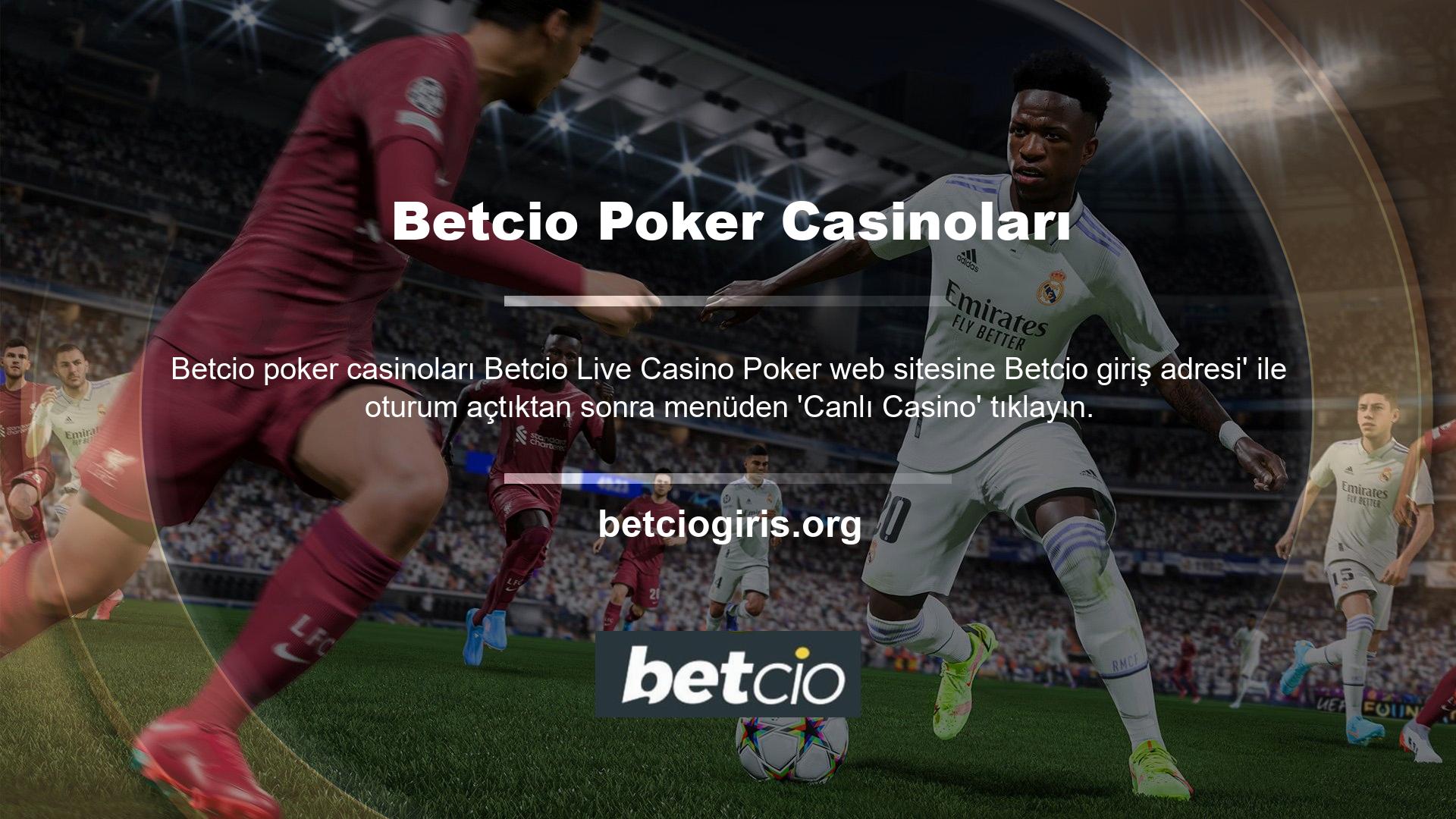 Bu seçeneği tıklamak sizi Canlı Casino Oyunları sayfasına götürecektir